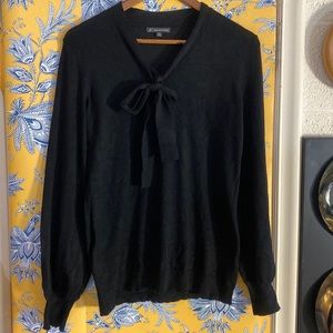 ADRIANNA PAPELL S black sweater with tie neck in EUC